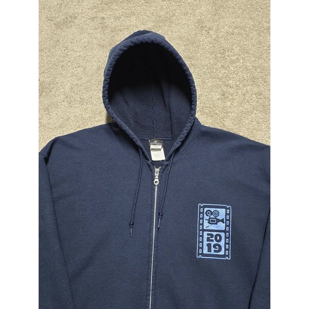 Disney‎ Universal Studio Full Zip Up Hoodie Mens L Blue Double Sided